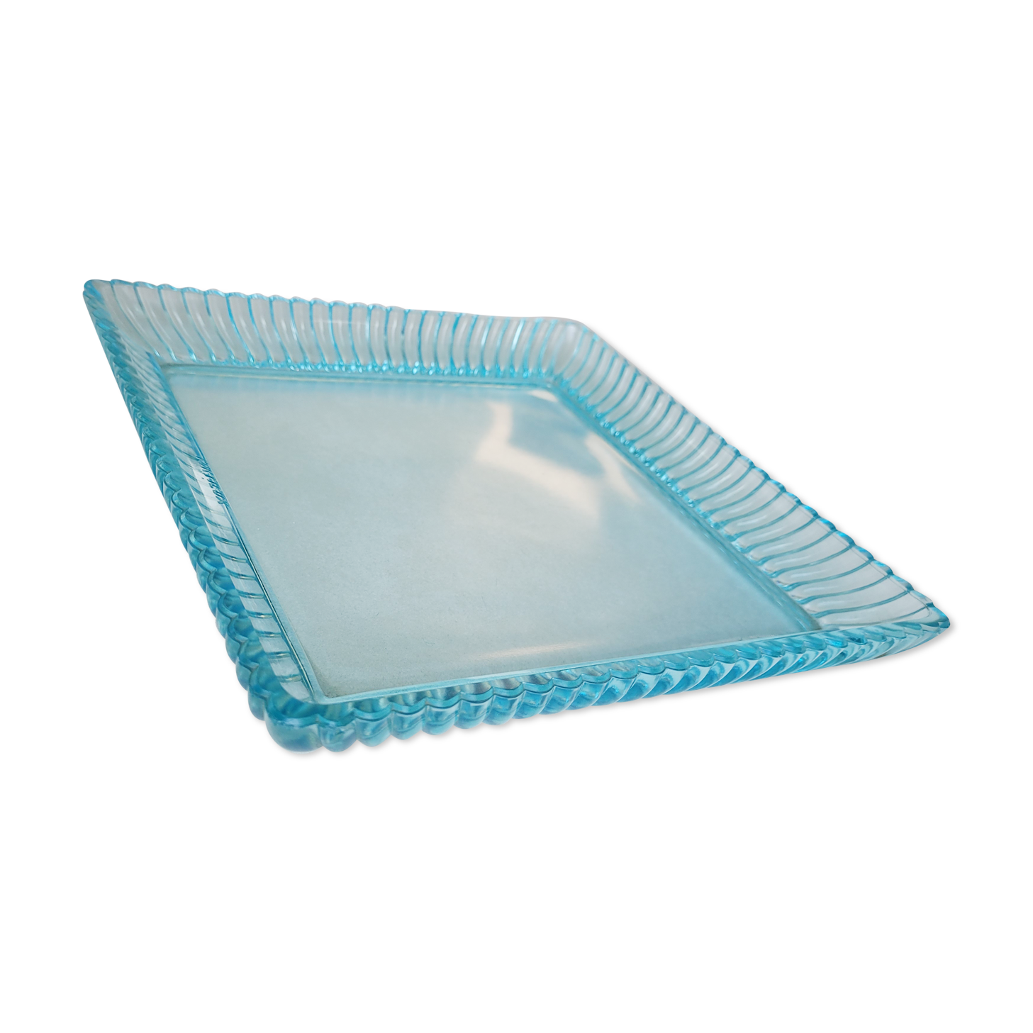 Empty blue glass pocket