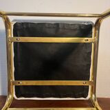 Gold metal and white leatherette stool from the 80s