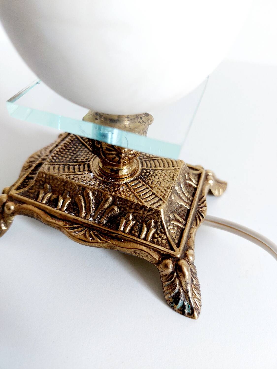 Vintage alabaster and brass lamp