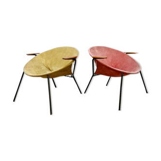 Vintage balloon arm chairs hans olsen lea design