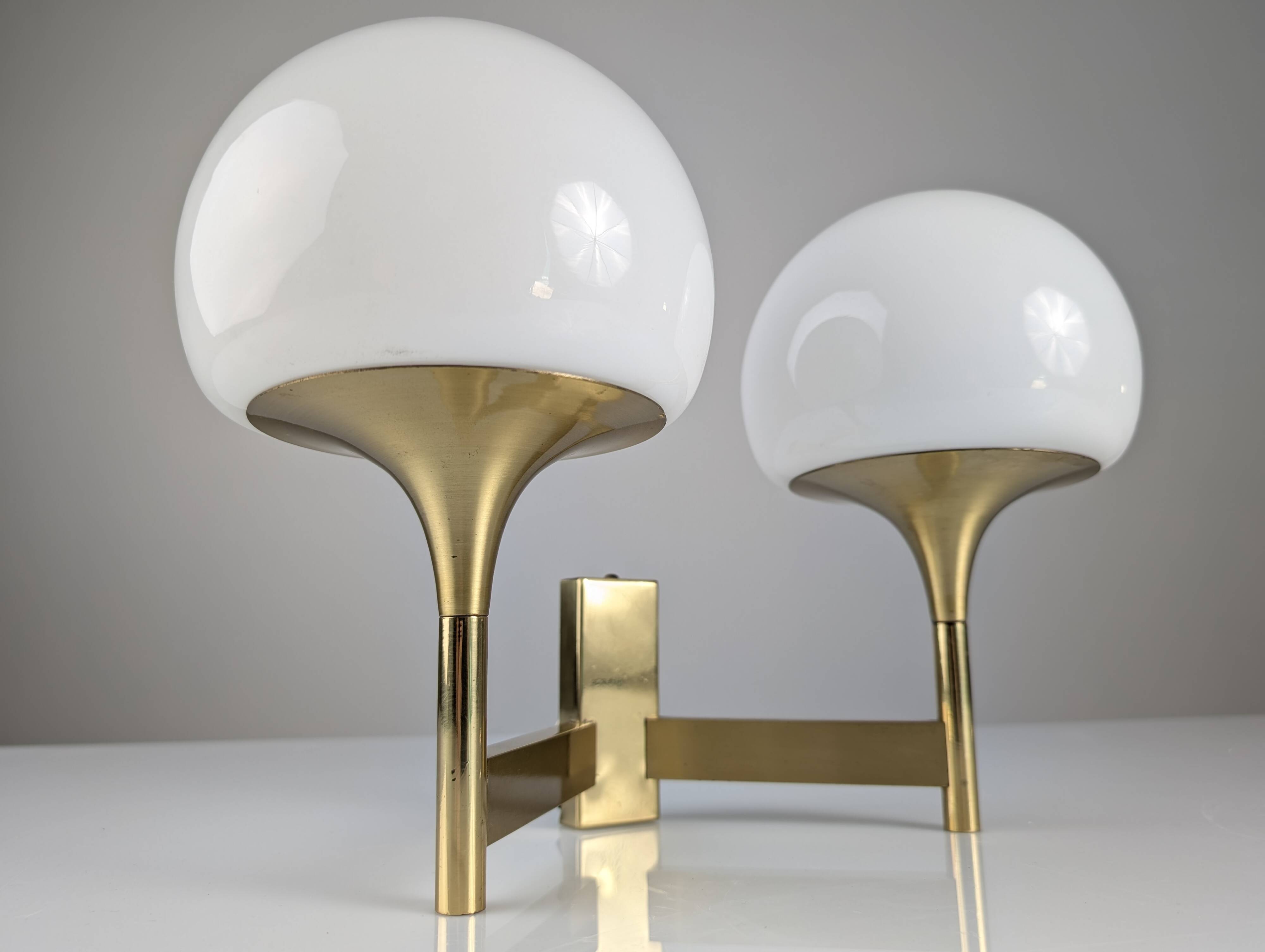 Italian Brass and Opaline Wall Sconce Sciolari, 1960s