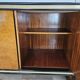 Art Decò Sideboard in Mahogany and Maple with Black Glass and Brass Finishi