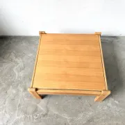 Modernist coffee table in solid pine with a reversible top, 1970s.