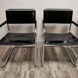 Mid-century chromed leather chairs