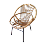 Chair armchair shell child steel rattan bamboo vintage