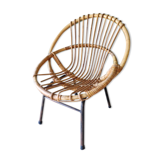 Chair armchair shell child steel rattan bamboo vintage