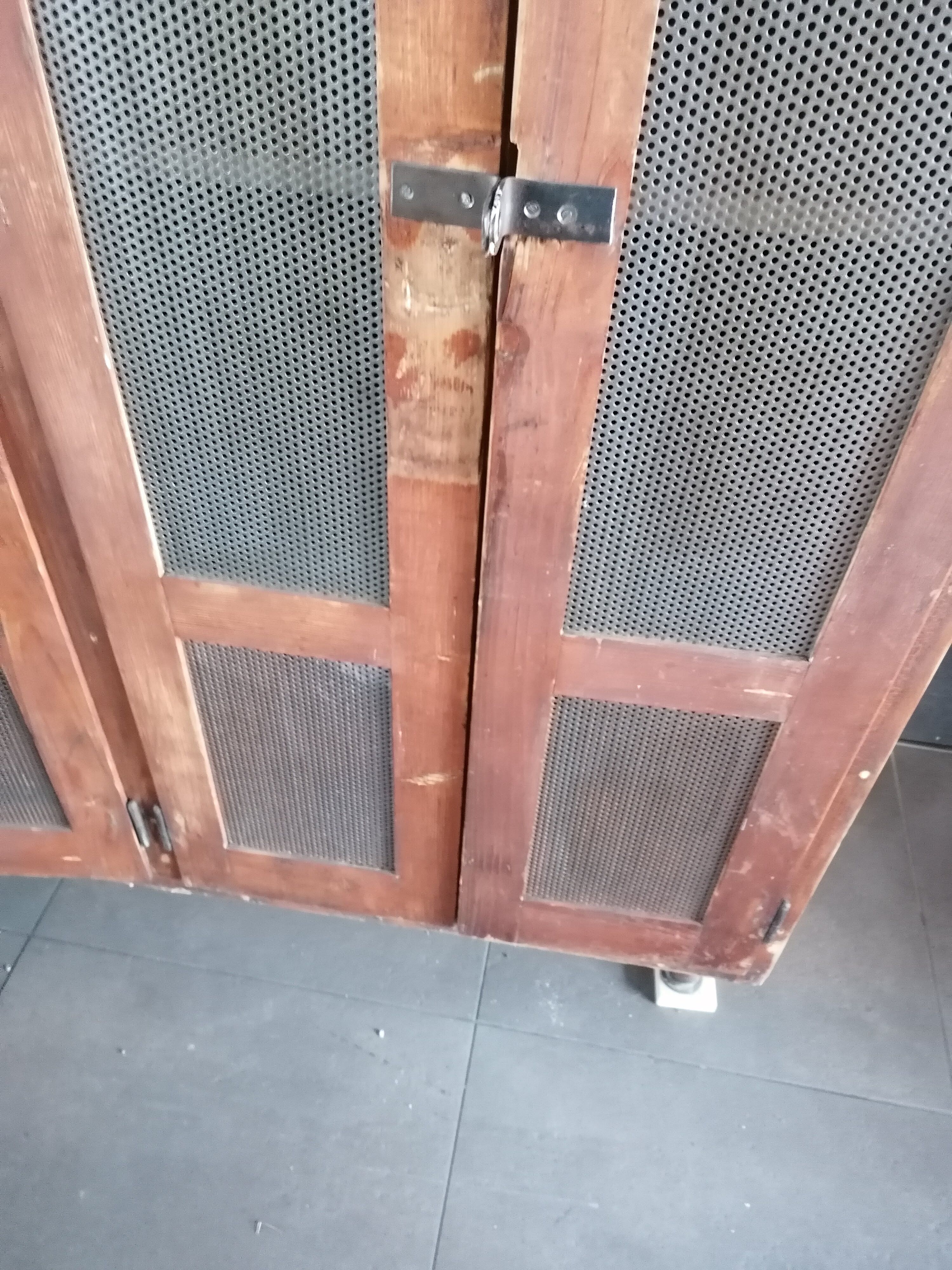 Vintage wooden wardrobe, 4 doors, cloakroom style.