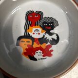 3 ceramic illustration Guy Mocquet for the secours populaire vintage 70's