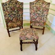 Pair of antique armchairs in Henri II / Neo-Renaissance style + footrest