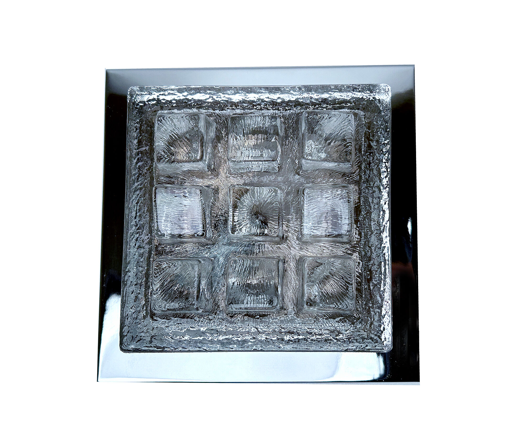 Sculptural Wall Lamp Vintage 60s, Glass and Chrome