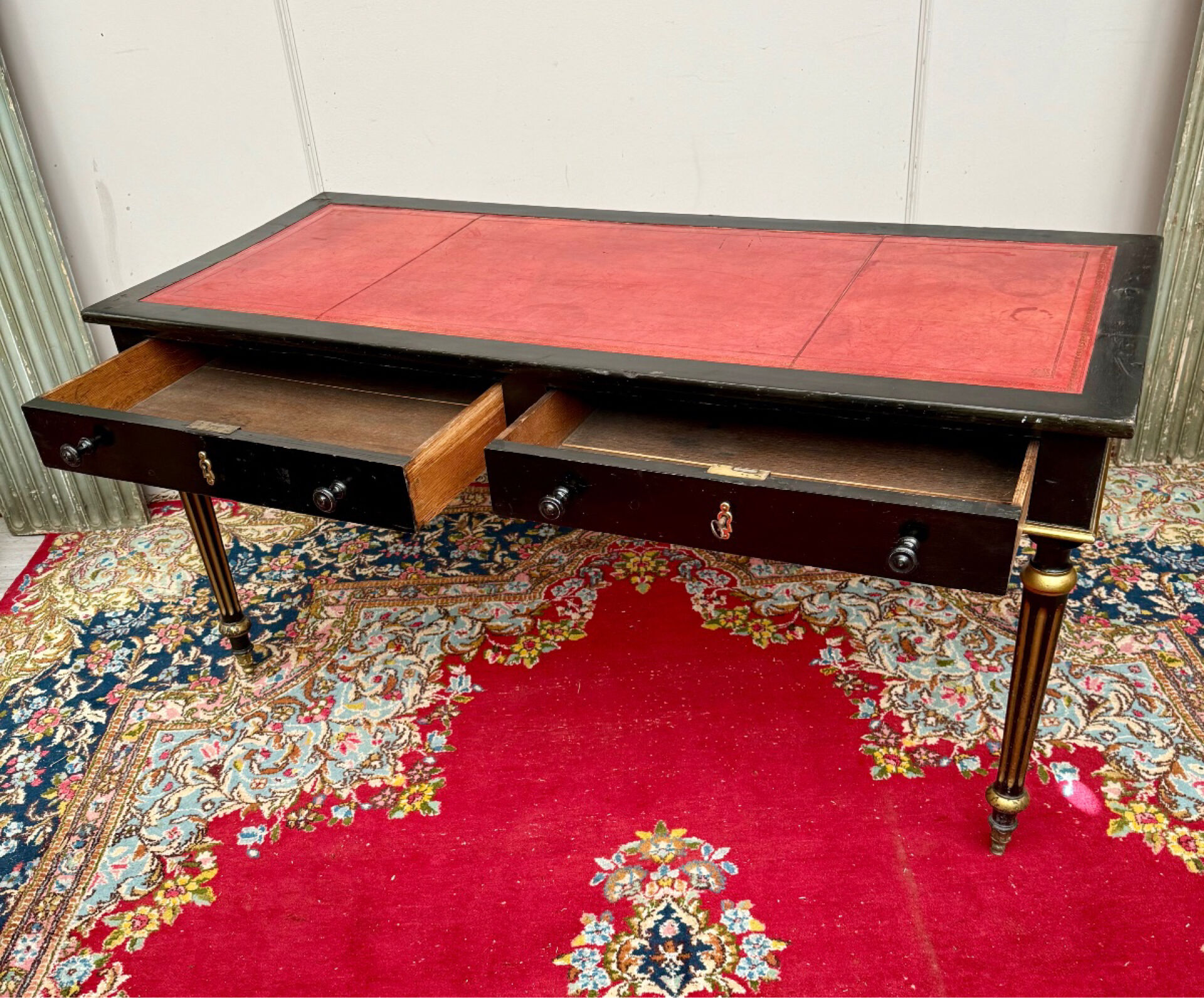 Black lacquered desk in 19th century louis xvi style
