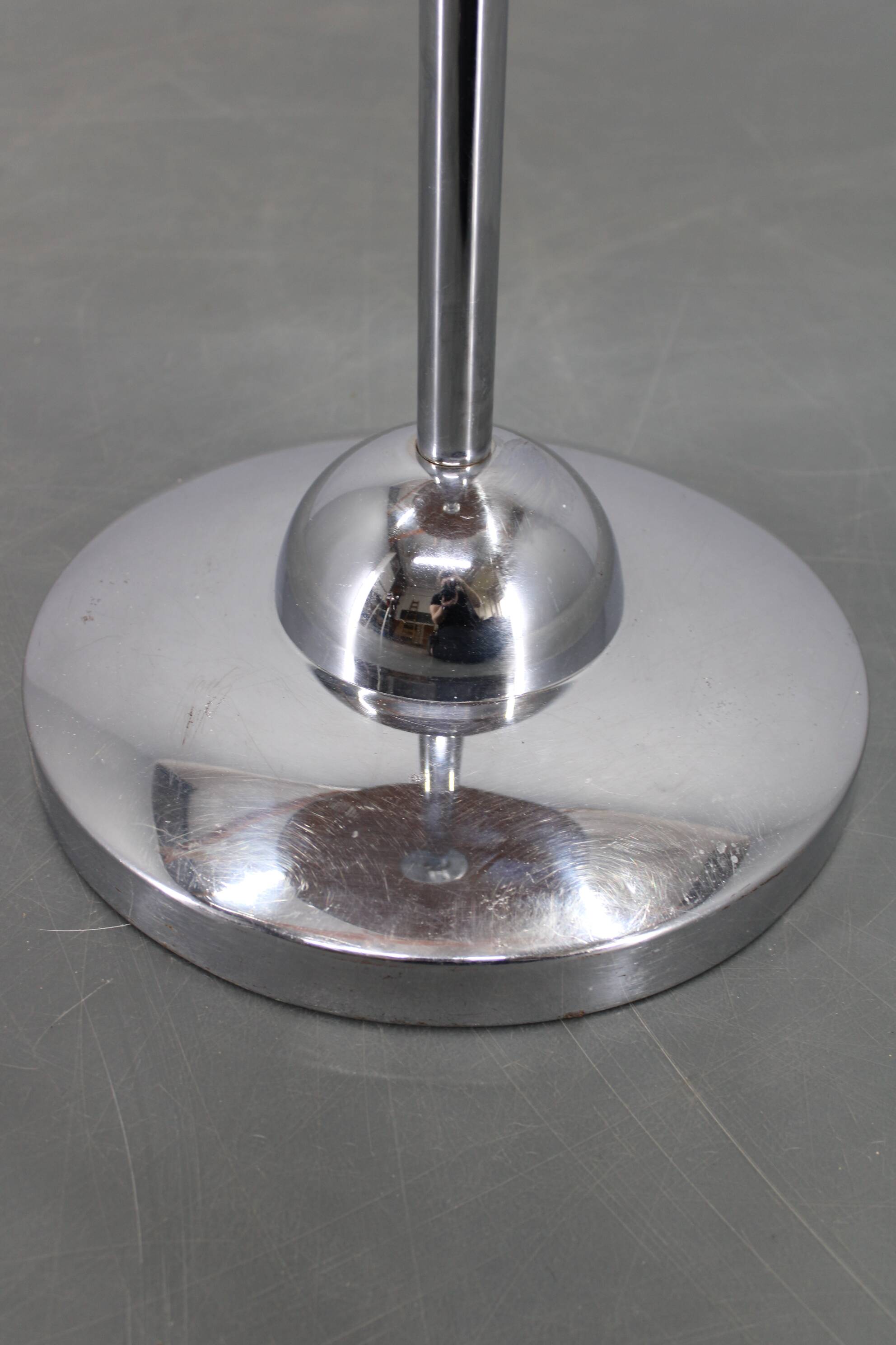1950s Czechoslovakian walnut & chrome round side table, refurbished