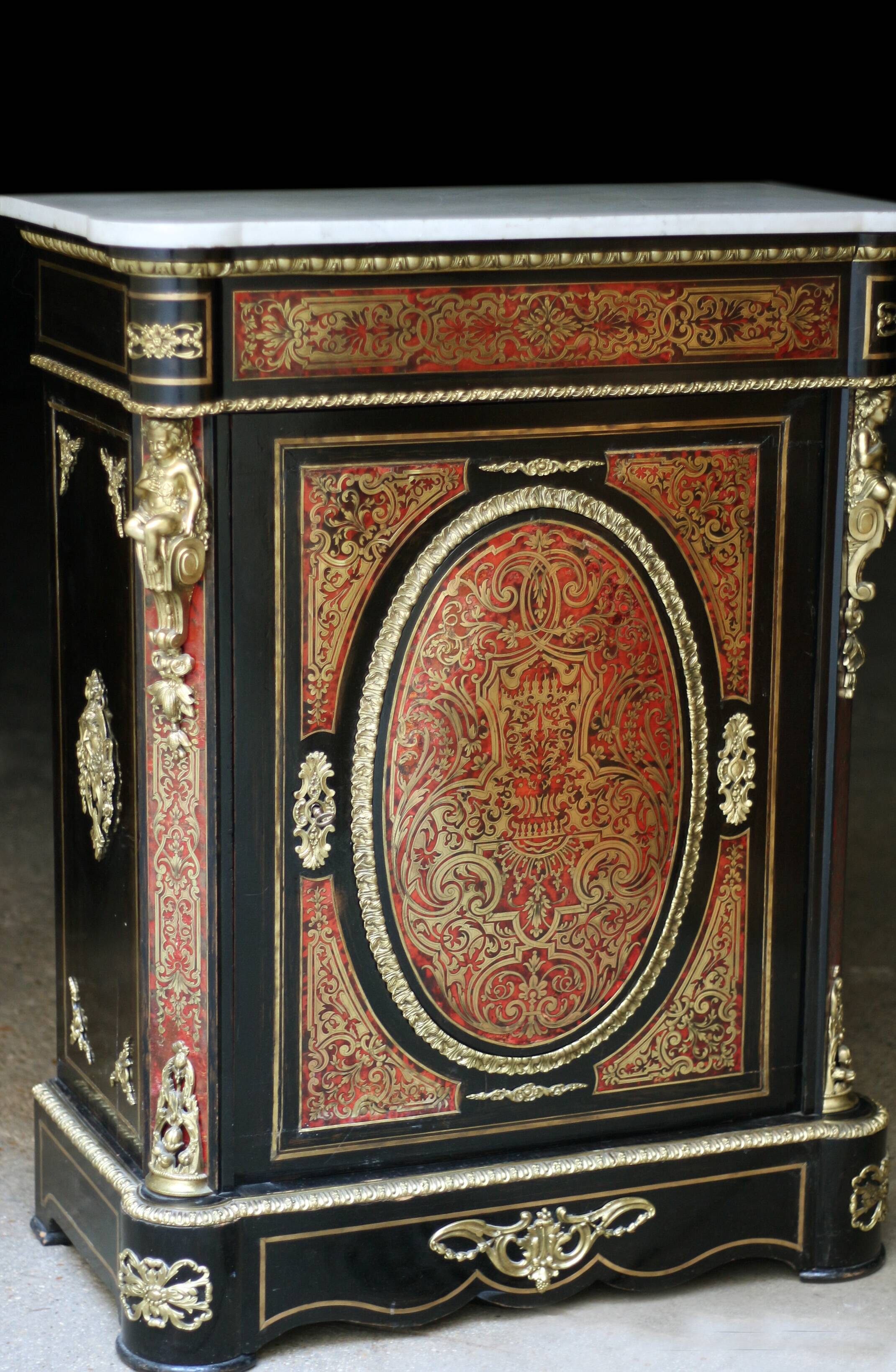 Napoleon III sideboard (late 19th century), marble, Boulle marquetry.
