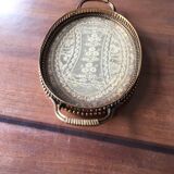 Bronze, brass and embroidery serving tray made in France