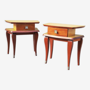 Pair of mahogany bedside tables 60s