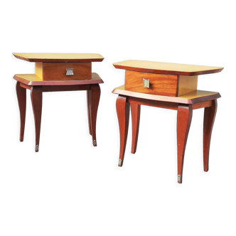 Pair of mahogany bedside tables 60s