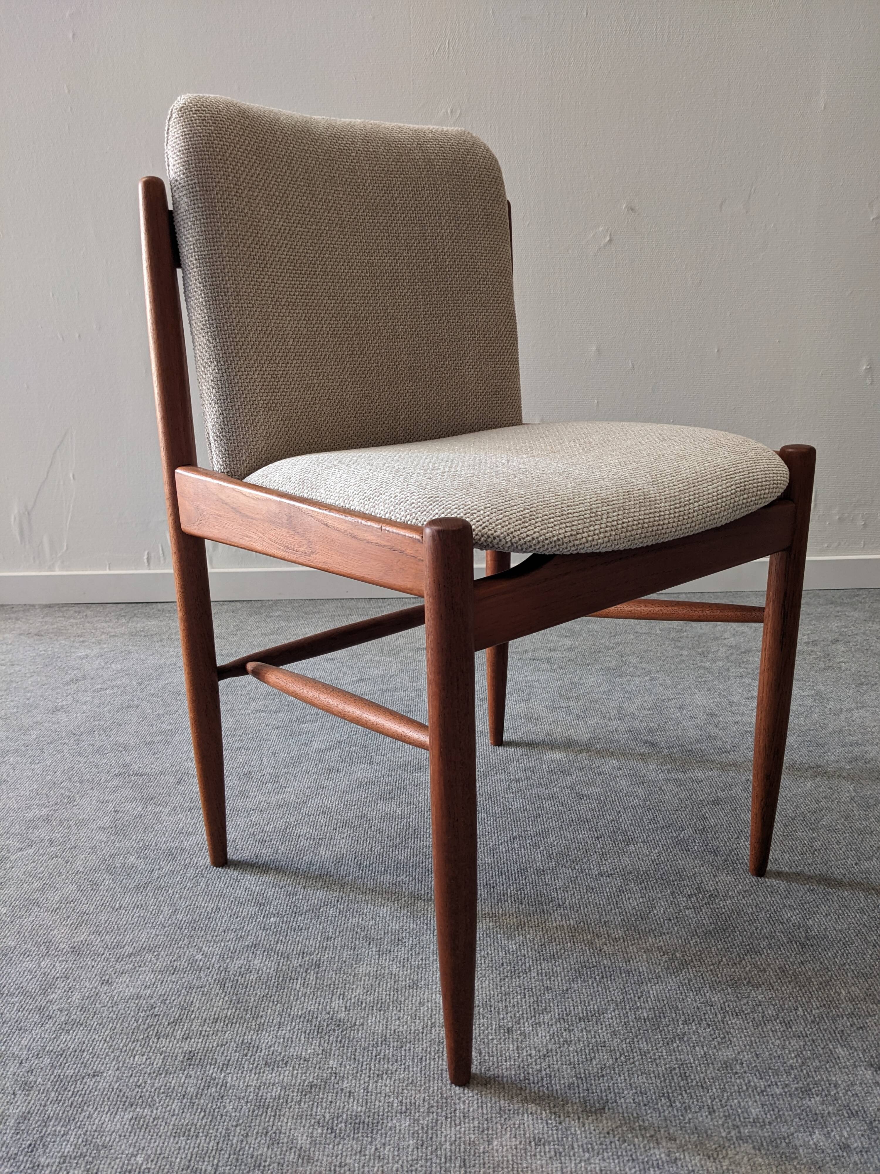 Set of 4 Scandinavian teak chairs, Denmark circa 1960.