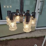 Vintage ceiling lamp in chrome plated and glass cut from targetti 1970 - 6 lamps