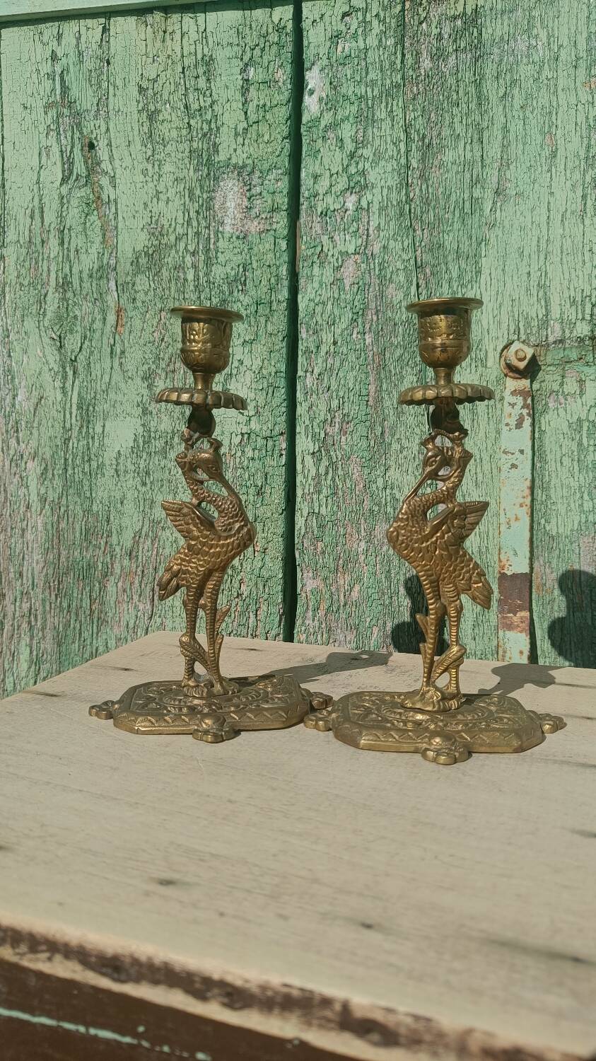 Antique bronze candlesticks