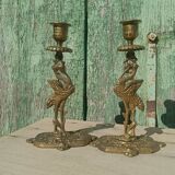 Antique bronze candlesticks