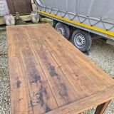 Antique rustic farmhouse table in solid oak, 19th century