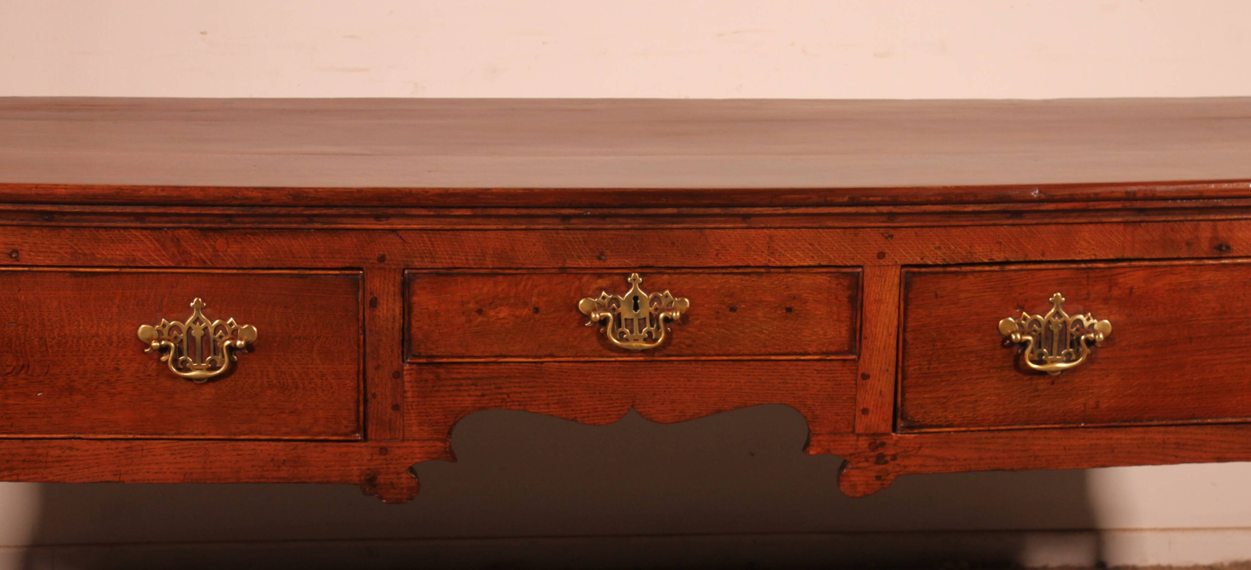 Grande Console En Chêne Trois Tiroirs -18° Siècle