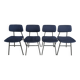 Set of 4 Vintage Stol Kamnik School Chairs Blue Upholstered Retro Dining Ch