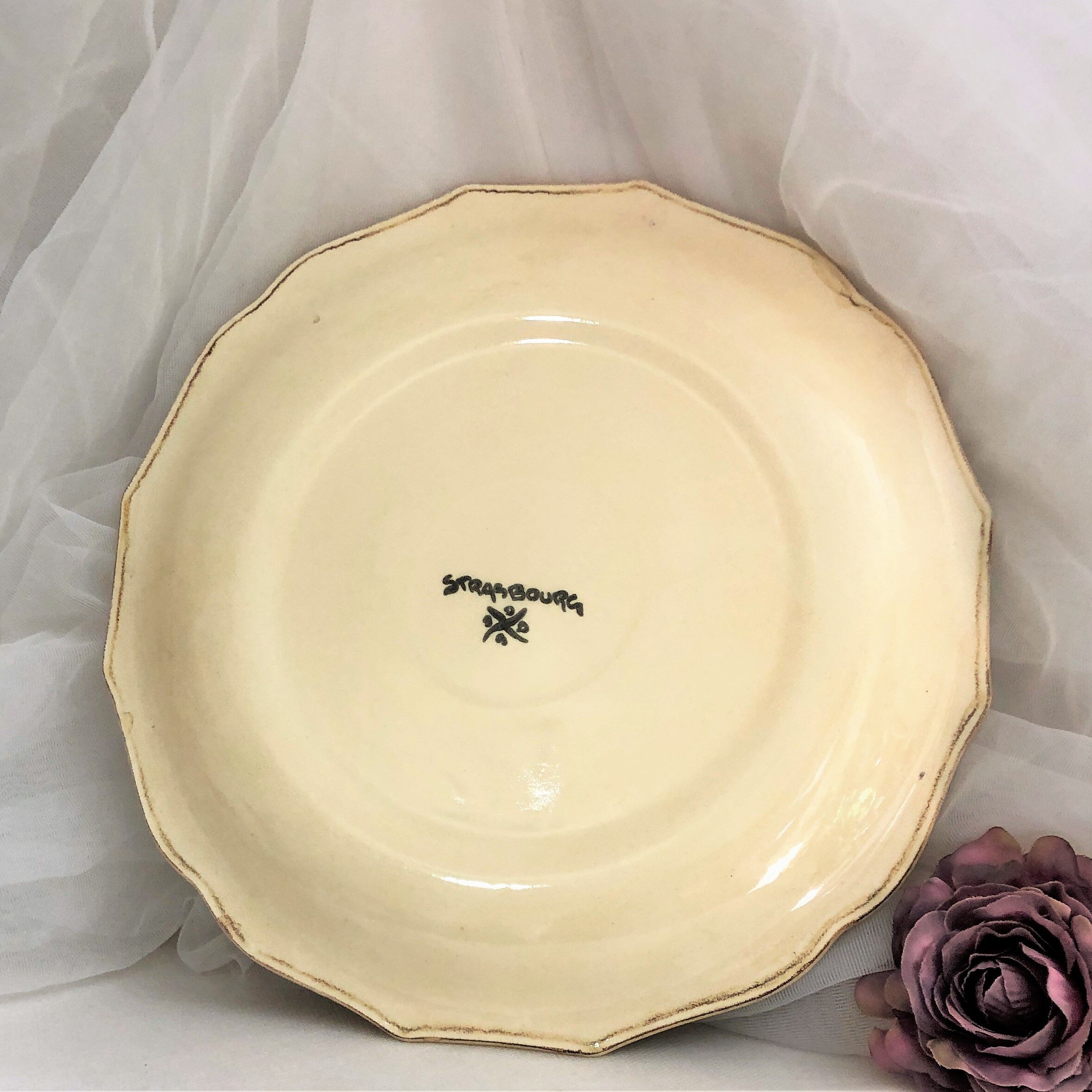 Decorative plate earthenware of Salins France decoration Strasbourg