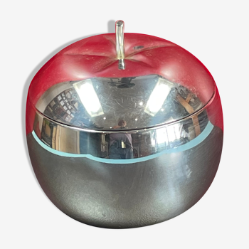 Vintage seau à glaçons pomme couleur métal inox design, années 70
