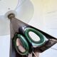 Pair of ceramic lamps in free-form triangle shape