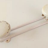 Double coat hook in vintage white lacquered metal
