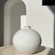 Handcrafted terracotta ball vase painted white H:24 D:26