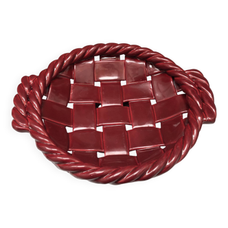 Woven ceramic basket signed France FPP Vallauris