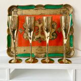 4 brass champagne flutes