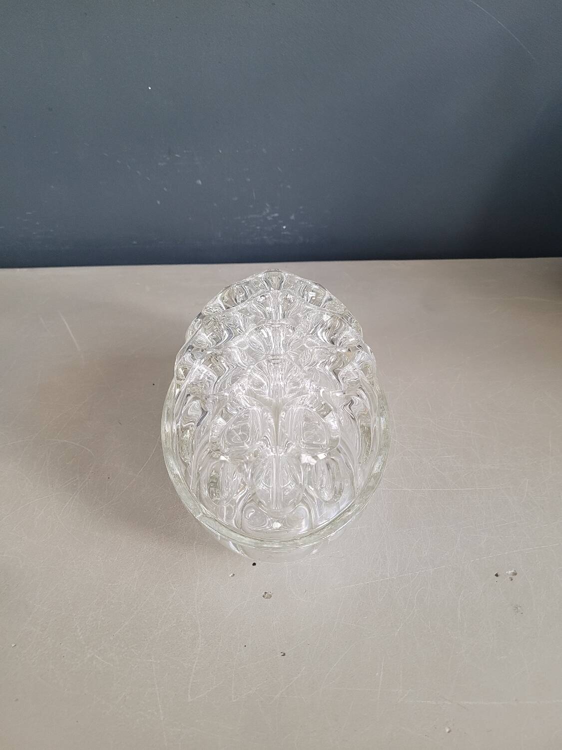 Large molded glass flower holder