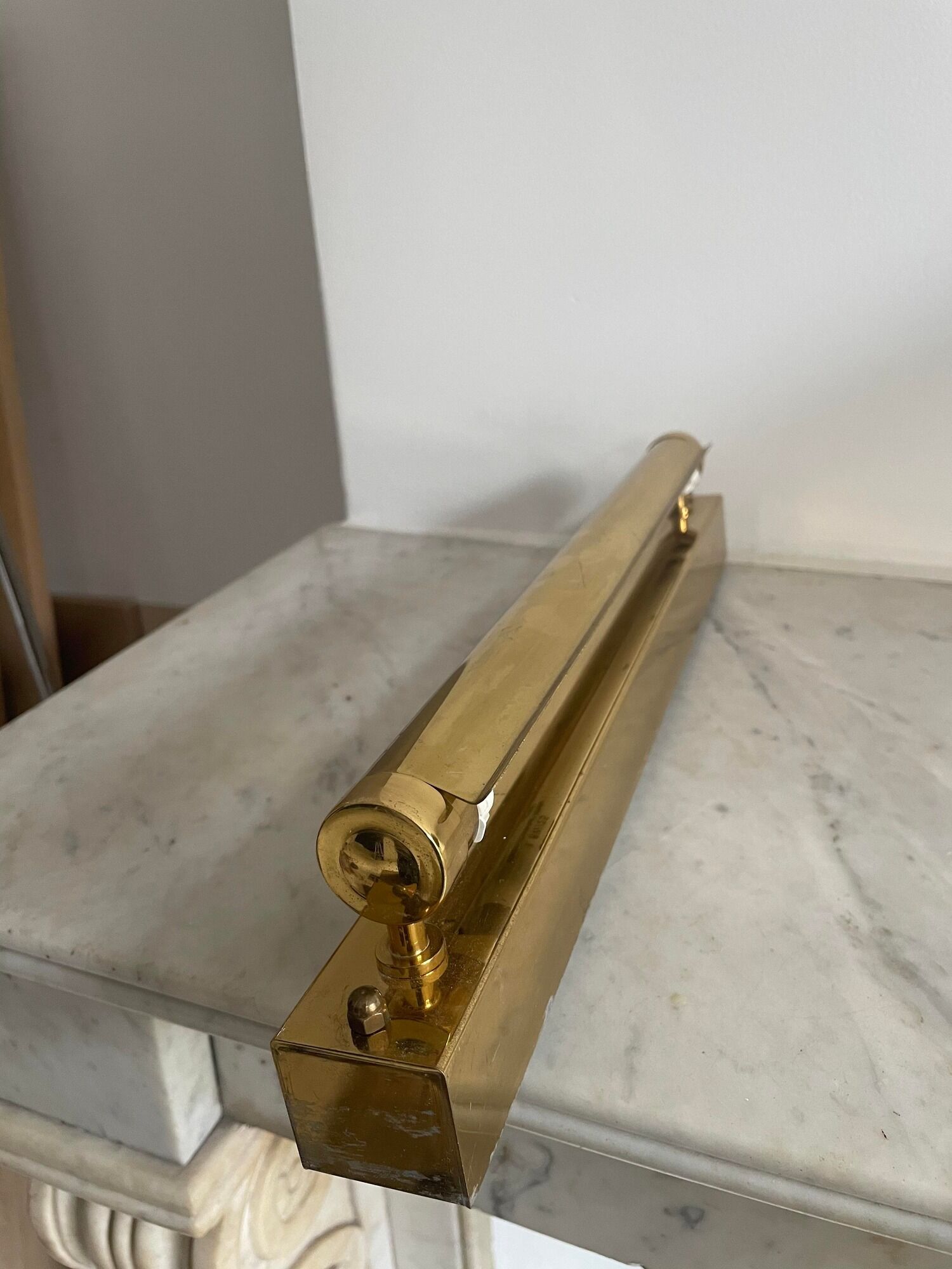Vintage adjustable matt golden brass wall lamp, CVL, France 1980