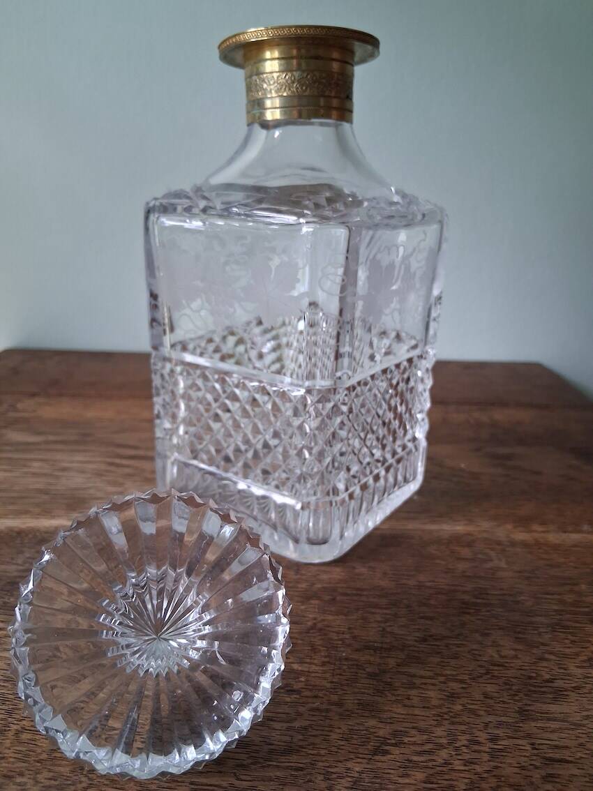 Crystal and gilded brass carafe