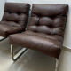 Set de 2 chauffeuses vintage marrons 1990