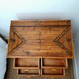Chest of drawers in rattan marquetry
