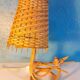 Lampe "oiseau" rotin 1960s