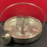 Hors d'oeuvre server, sweets, aperitif in Art Deco silver metal