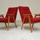 Pair of red armchairs by Jaroslav Smidek for Ton (Thonet) 60s