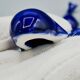 Set of 6 vintage blue porcelain whale knife rests.