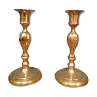 Pair of brass candle holders