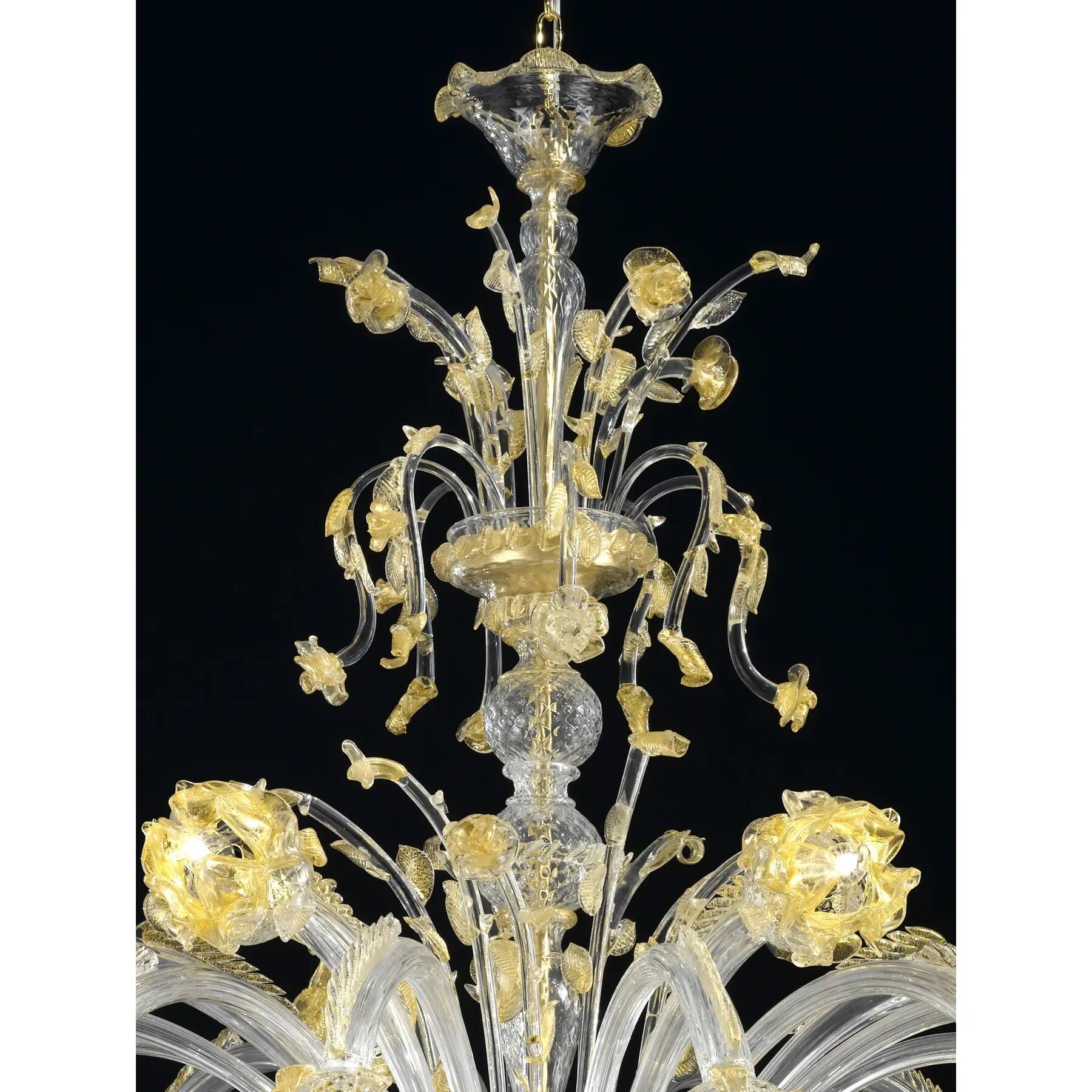 Huge Luxury Italian Chandelier With Flowers and Leaves Murano Glass