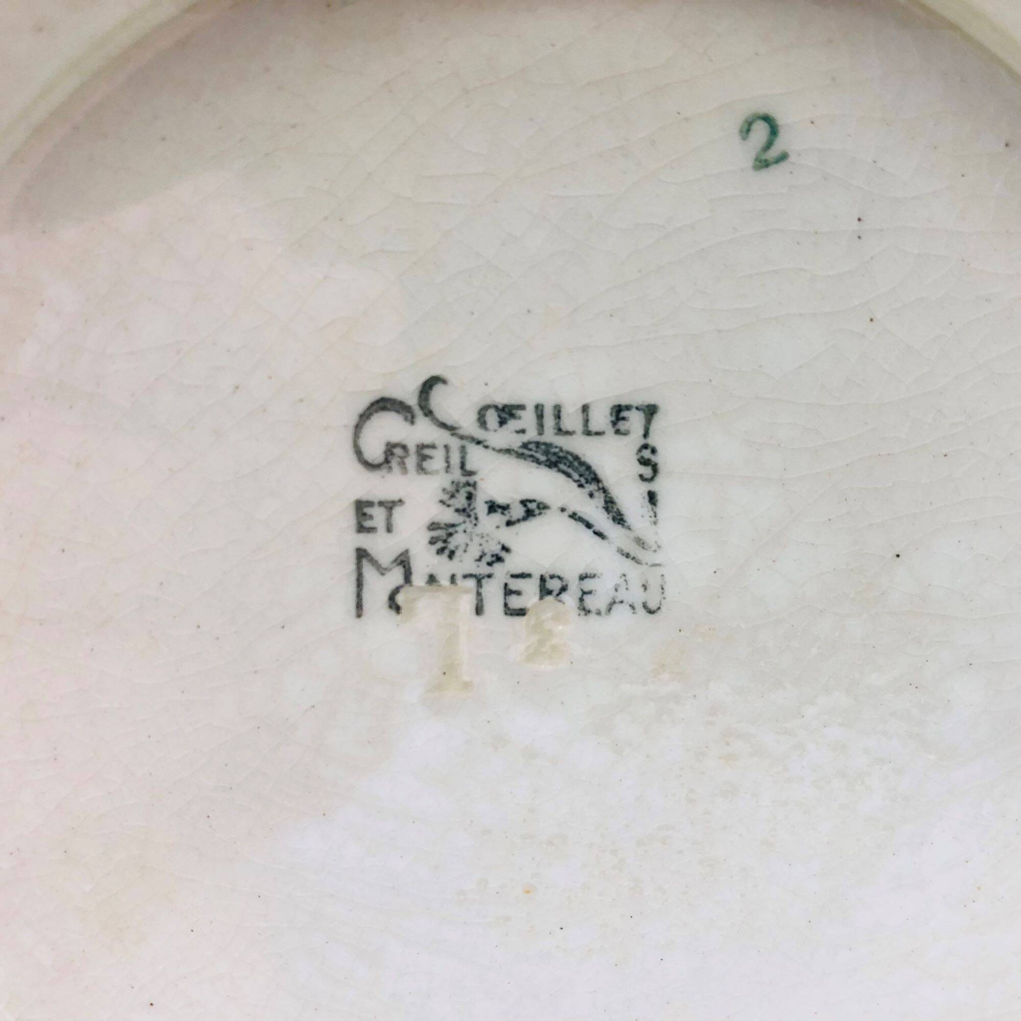 Set of 2 low compote bowls, Creil and Montereau – Carnation model.