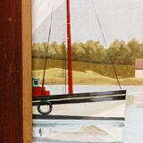 Oil on panel, fishing port, signed 0. Jacquelin