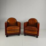 Art Deco sheepskin armchairs – set of two