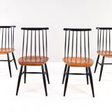 Four Mid Century Scandinavian Modern Fanett Dining Chairs by Ilmari Tapiovaara
