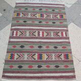 Traditional grey kilim carpet handmade in pure wool 145x100cm